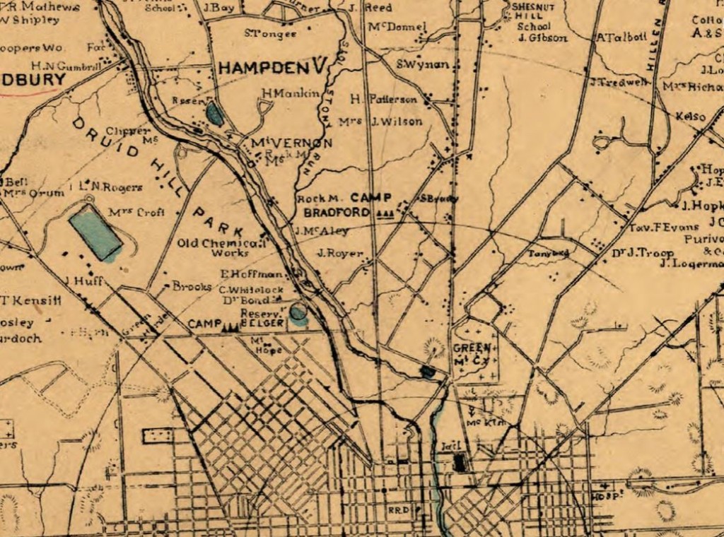 Detail from 1863 military map of Baltimore County.
