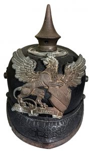 Prussian-style helmet worn by members of the Milton cornet band on the 1890's