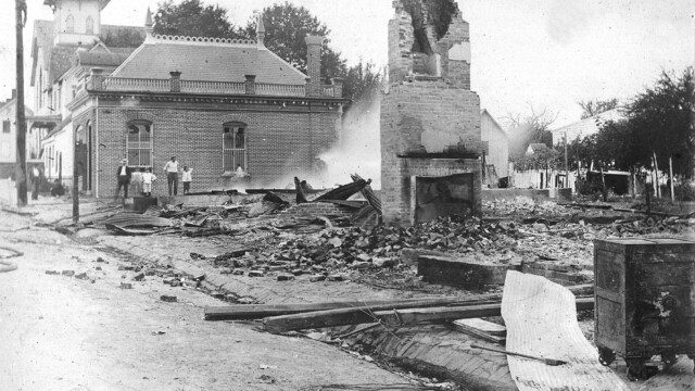 Aftermath of 1909 fire, looking south on Federal Street