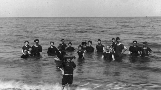 Bathers in the Delaware Bay, probably Broadkill Beach, ca. 1910