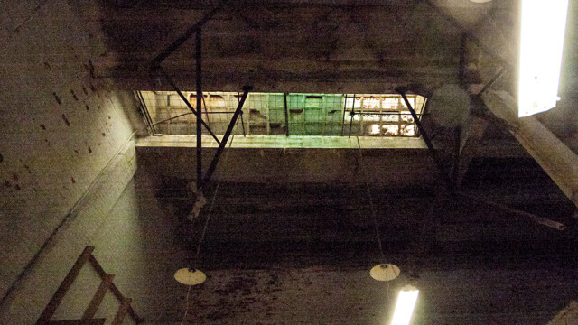 Interior of former cold storage plant once owned by John S. Isaacs. Note the skylight on the third floor