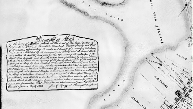 Section C - Paynter's Mill Pond, Mulberry Street by the mill, part of Federal Street, surveyor's certificate and seal impression